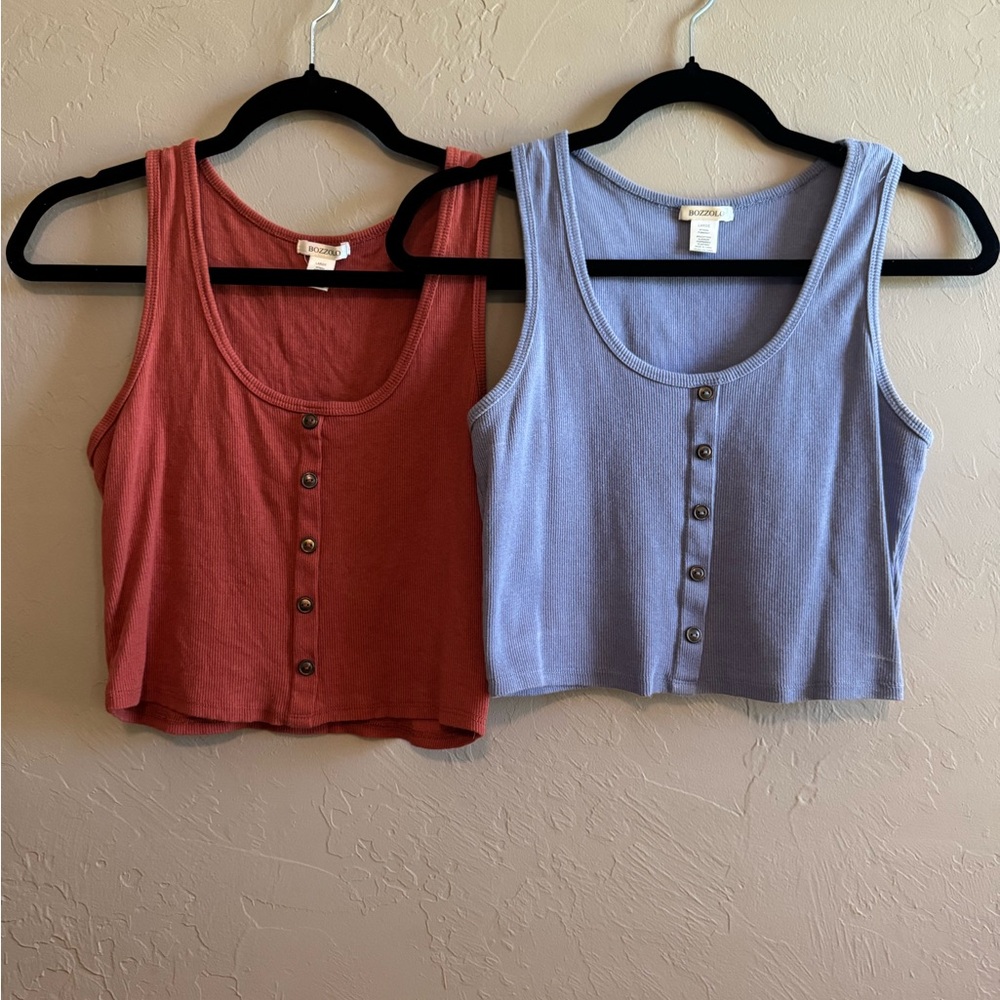 Bozzolo Rust & Slate Blue Crop Tank Top